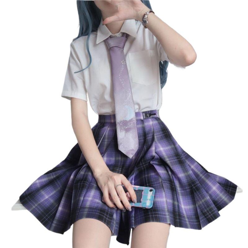 Original JK Academy Style Women's Short Sleeve White Shirt with Pointed Square Collar