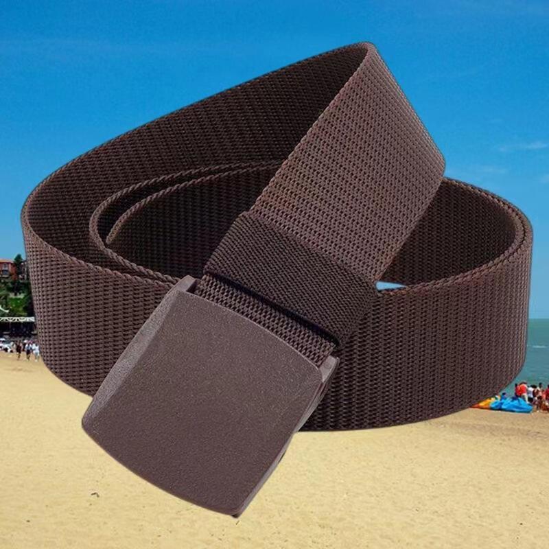 Men Belts Fashion Unisex Jeans Belts Adjustable Belt Men Outdoor Travel Tactical Waist Belt with Plastic Buckle for Pants 120cm