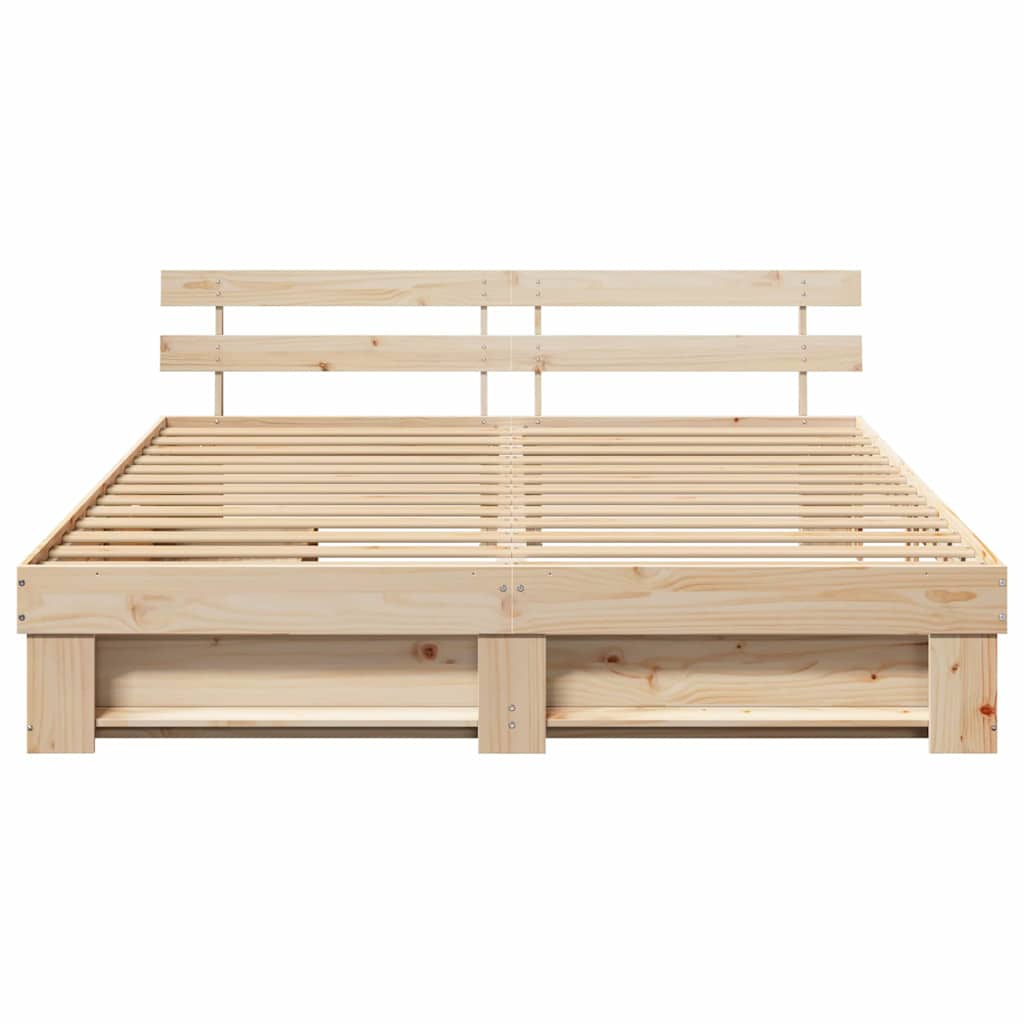 Bed Frame with Headboard Brown 180 x 200 cm Solid Pine Wood