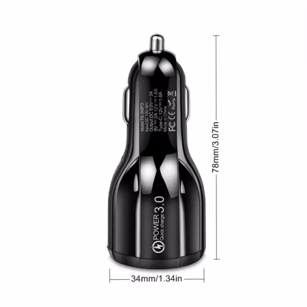 QC3.0 PD USB Car Charger Universal 3.1A Quick Fast Charging Car Adapter Socket Cigarette Lighter 12V-32V for Mobile Cell Phone