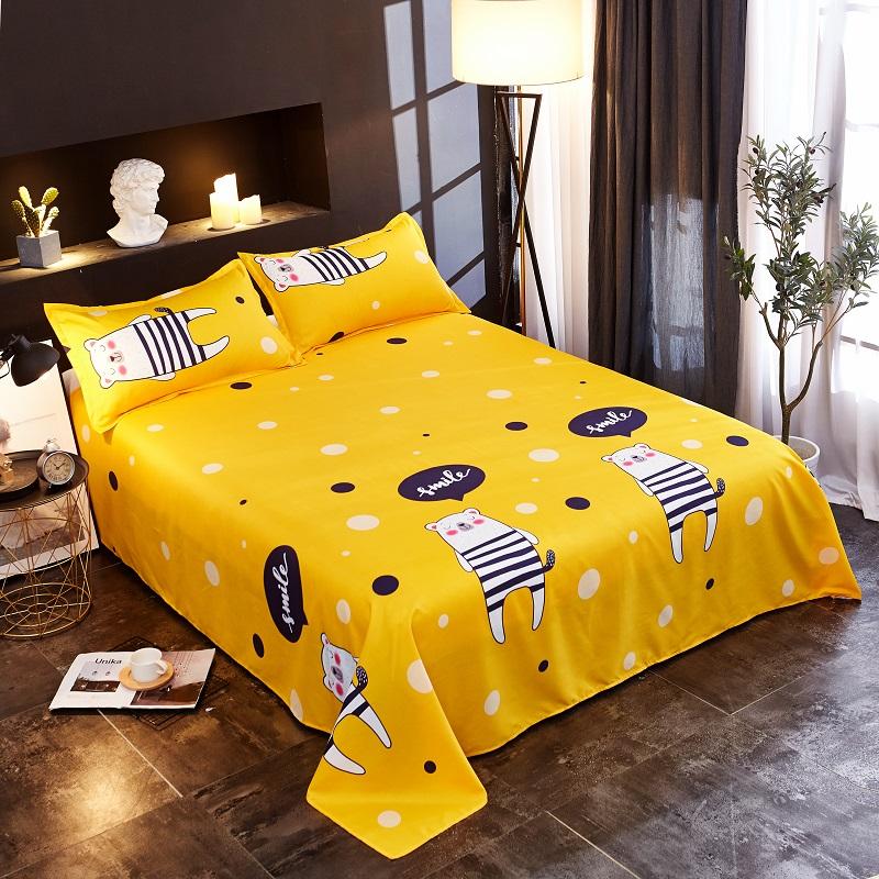 Washed Cotton Flat Sheets Summer Breathable Bedroom Bedding Mattress Cover Soft Minimalist Double Bed Sheet 180x230cm Household