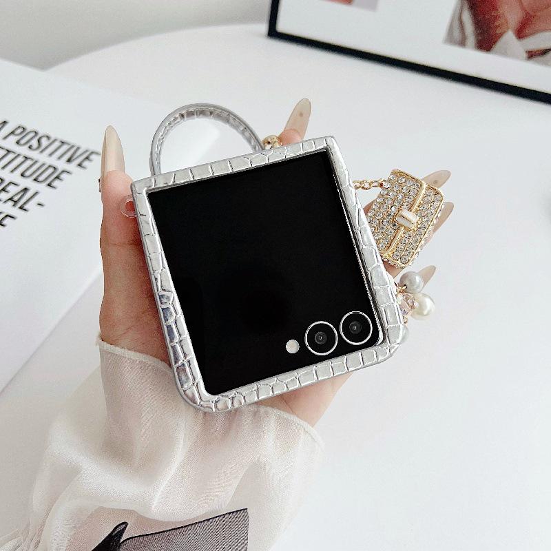 Чохол-кросбоді для Samsung Z Flip7 з текстурою алігатора, протиударний, з підвіскою