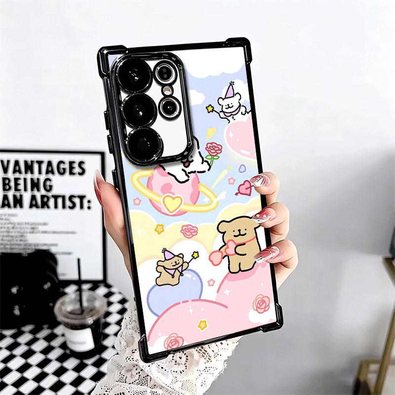 Kawaii Line Puppy Cute Soft Phone Case For Samsung Galaxy S26 Ultra S25 Edge S24 FE S23 Plus S22 S21 + S20 Plating Anti-Fall Fun