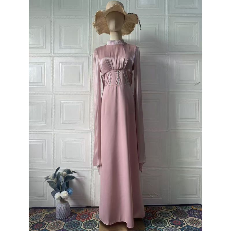 Western Style New Fashion Lace-up Waist Hugging Slimming Long sleeve dress Formal Dress Long dress Sexy Long Dress