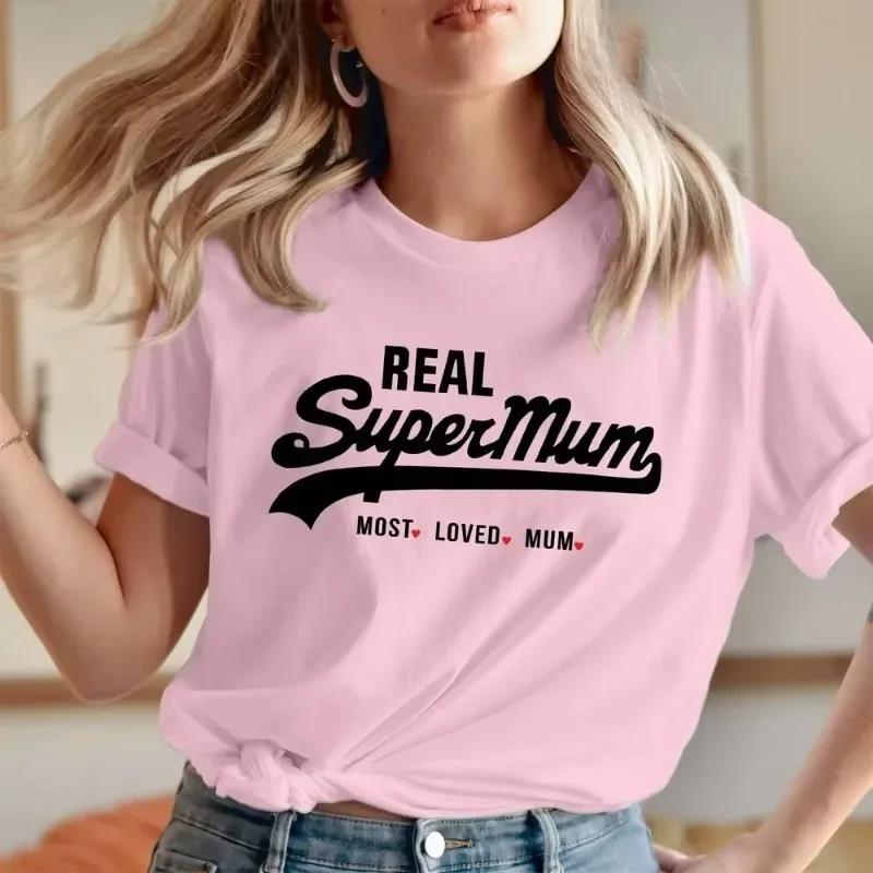 New Fashion Short Sleeve Crewneck Mama Y2k Clothes Real Super Mom Superhero Mothers Day Tshirt Most Loved Mum Tee Harajuku Top