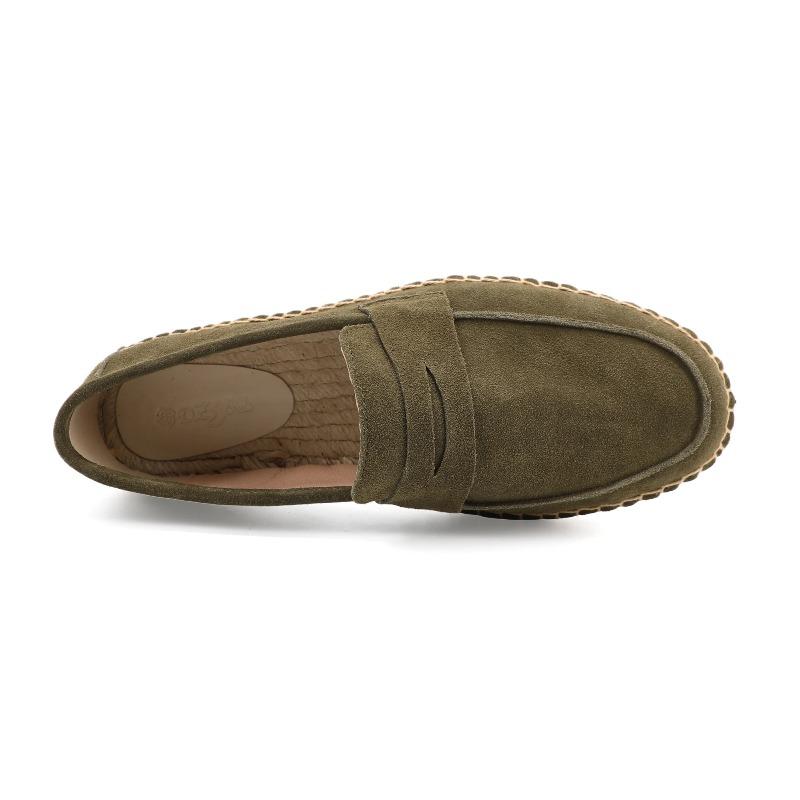 LUXSOLE Men's Jute Espadrilles Slip On Loafers Cow Suede Leather Casual Shoes