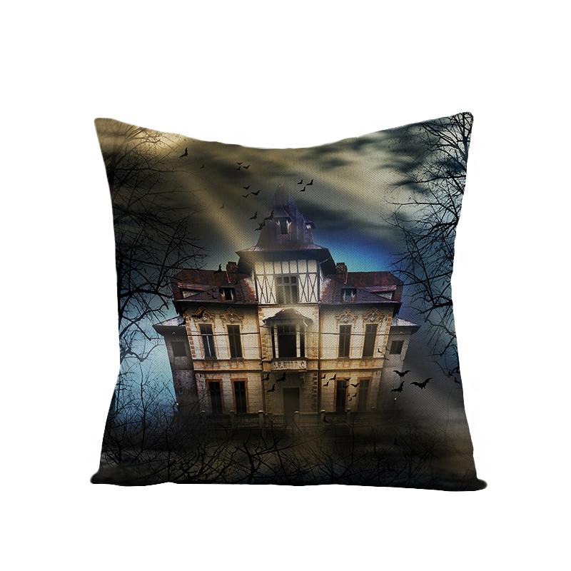 Old Castle Dragon Boat Moon Pumpkin Cushion Cover Horror Pattern Sofa Throw Pillows Living Room Halloween Decorative Pillowcase