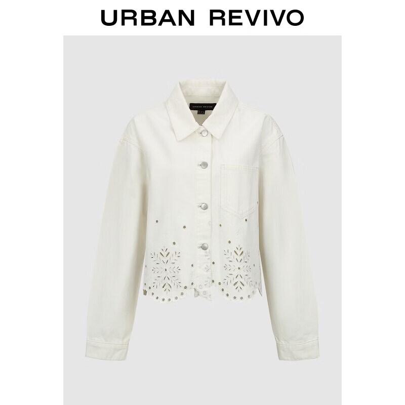 UR 2026 Spring Women s Hollow-out Denim Casual Jacket L