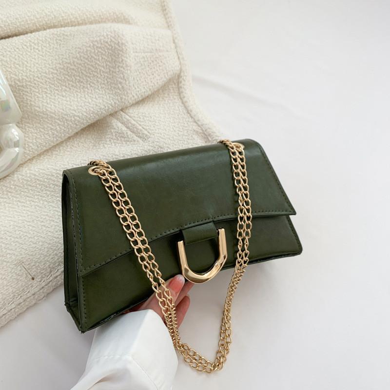 Chain Crossbody Bag Women 2023 Summer New Fashion Bag Women Simple Shoulder Bag Street Trendy Pu Material Small Square Bag