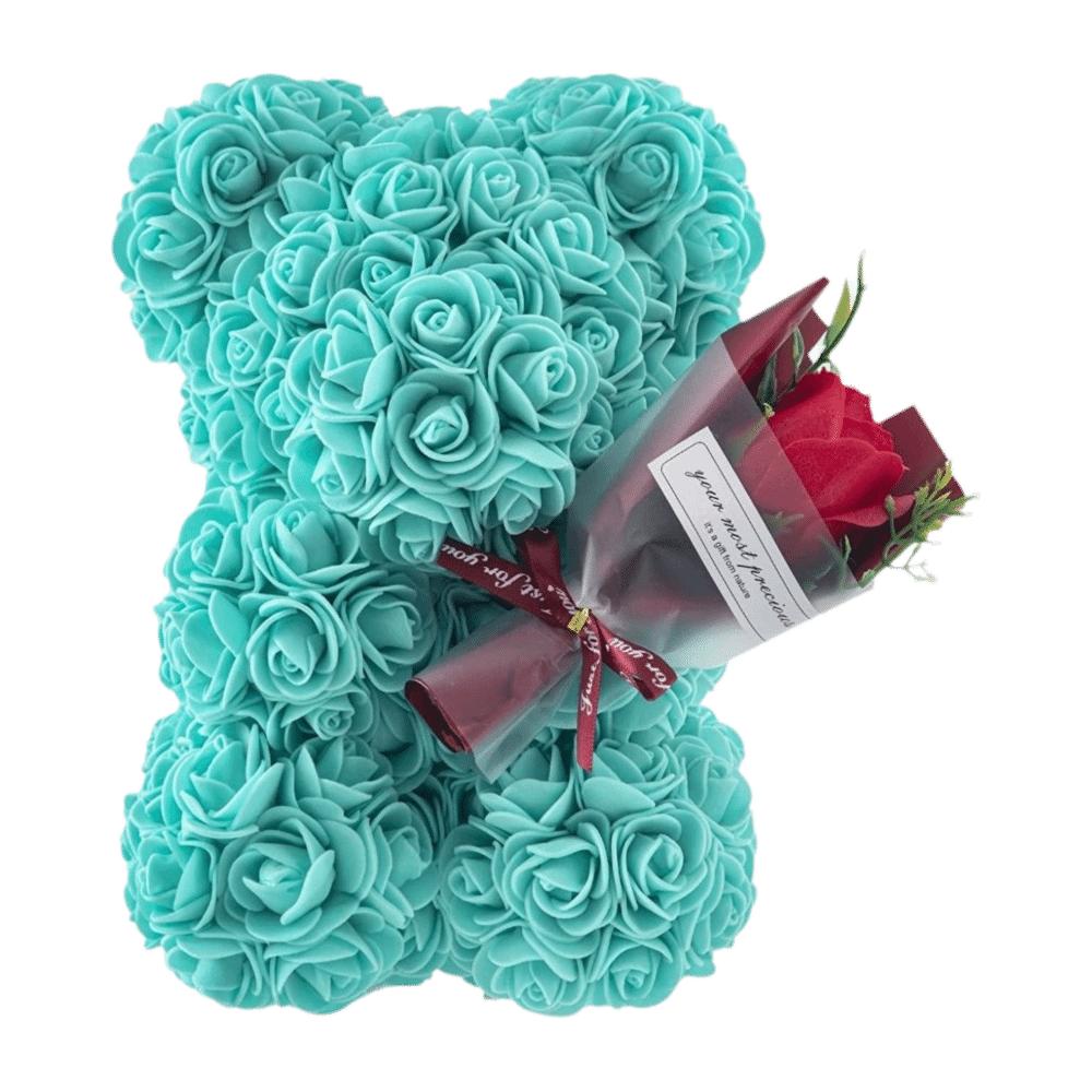 24cm Size Eternal Rose Bear Flower Bouquet Foam Flowers Artificial Flower Gift Artificial Rose Creative Design павлин голубой