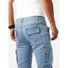 Pantaloni Cargo in Denim Skinny Azzurro Chiaro da Uomo Multi Tasche Elasticizzati Casual