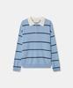 Diaendeukweseucheon Stripe Collar Knit Top / Light Blue