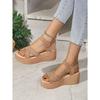 Sandals Women's Muffin Wedge Heel Platform Sandals Suede Women's High Heel Sandals