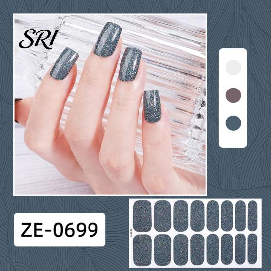 DIY Nail Strip Glitter Polish Strips with File Easy Apply Remove Self Adhesive Women Stickers Full Sticker Home Manicure Art Decoration Wrap Decals