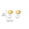 Free Shipping Vintage Geometric Stud Earrings For Women Stainless Steel Imitation Pearl Piercing Earring Trend Wedding Zircon