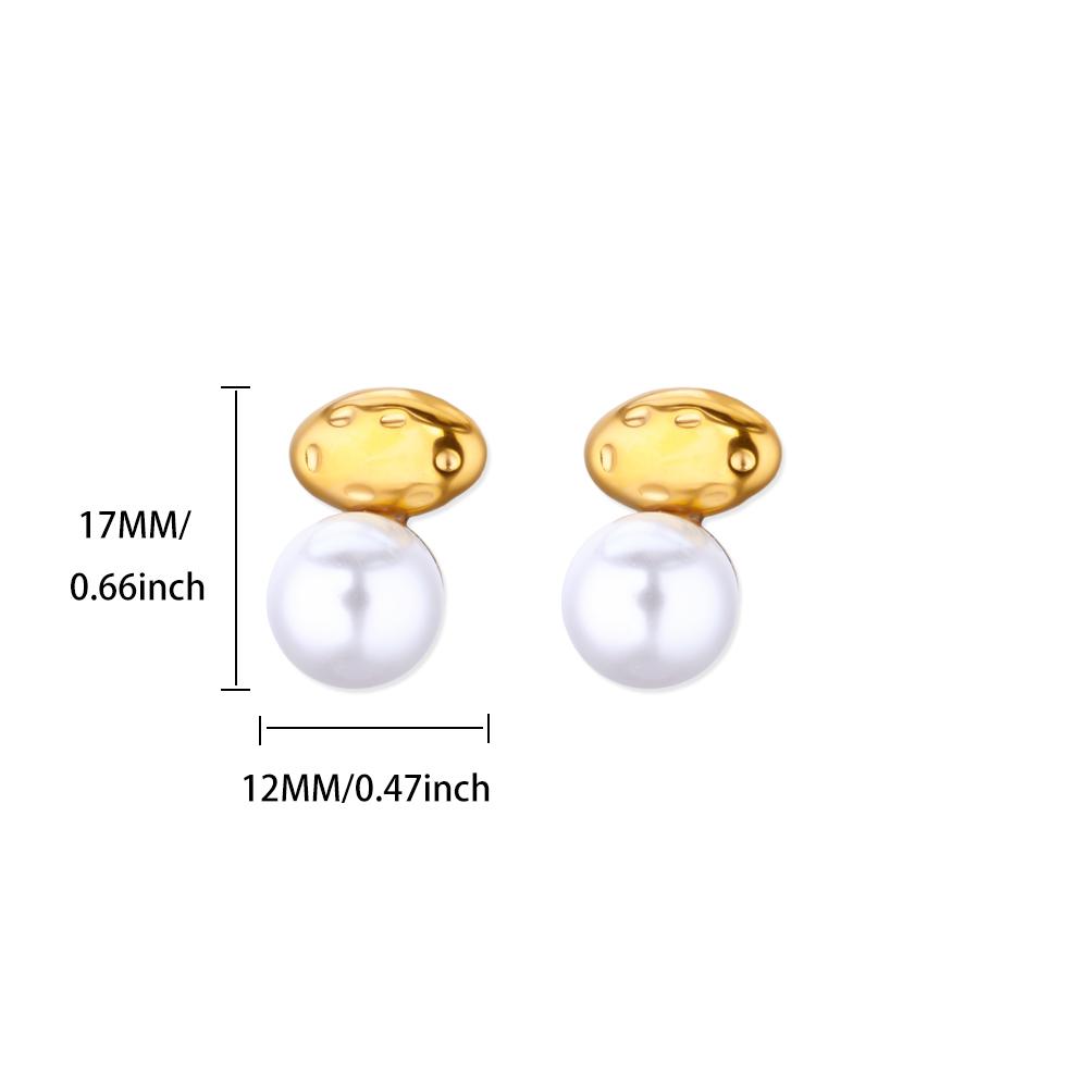 Free Shipping Vintage Geometric Stud Earrings For Women Stainless Steel Imitation Pearl Piercing Earring Trend Wedding Zircon