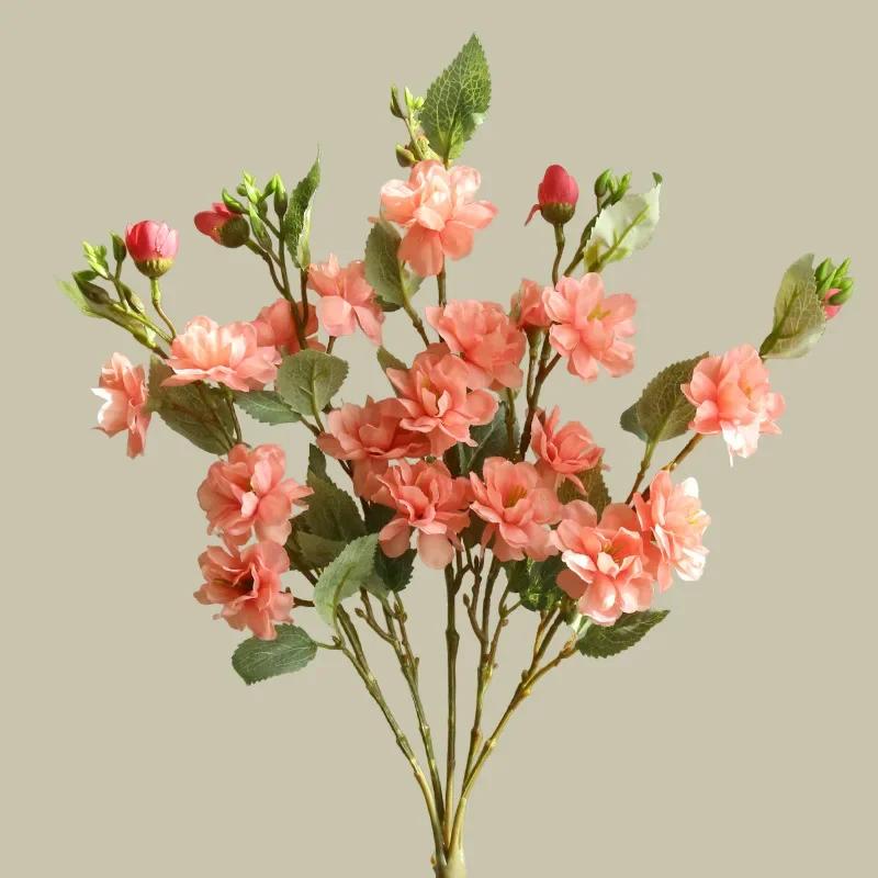 Simulation Flowers Silk White Camellias Bouquet Bedroom Decorative Artificial Pink Camellia Wedding Decorative Fake Flower