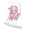 Cute Axolotl Loves Strawberry Milk Doodle Blankets Soft Warm Flannel Throw Blanket Cover for Bed Living room Picnic Travel Home