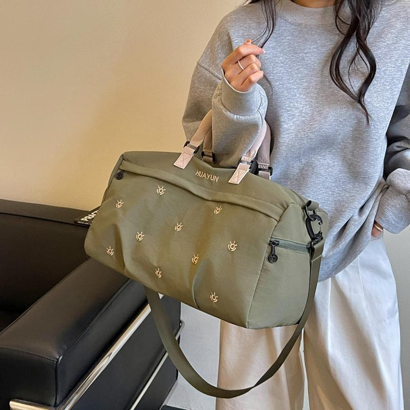 Bolsa de lona impermeable de nailon para mujer, bolsa de viaje, bolsa de gimnasio, bolso de mano con correa ajustable