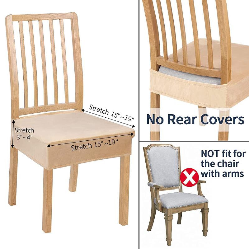 Velvet Stretch Chair Seat Covers Dining Room Removable Washable Chair Seat Protector Slipcover