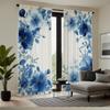 Piece Set Fresh Blue Floral Print Curtains Polyester Fabric Suitable Bedroom Living Room Decoration Made Of Sitting Window Treatment