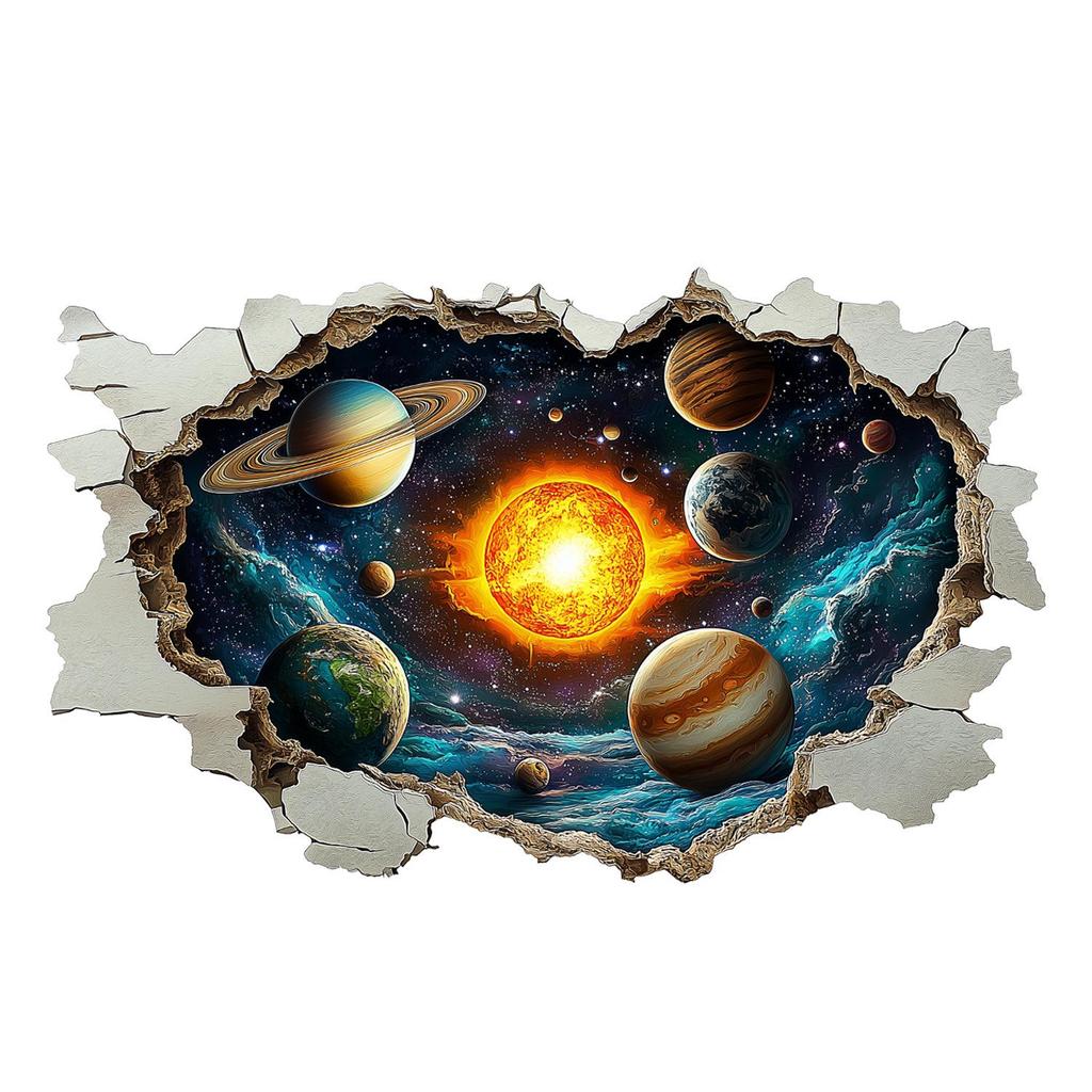 Creative Solar System Planet Wall Vinyl Stickers - Removable and Self-Adhesive Home Decor.