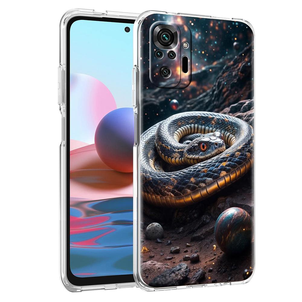 Transparent Phone Case for Redmi 13C 12C 10C Note 13 12 11 11T K40 Gaming Plus Pro 4G 5G Soft TPU Cover Shell New Year Snake Bag