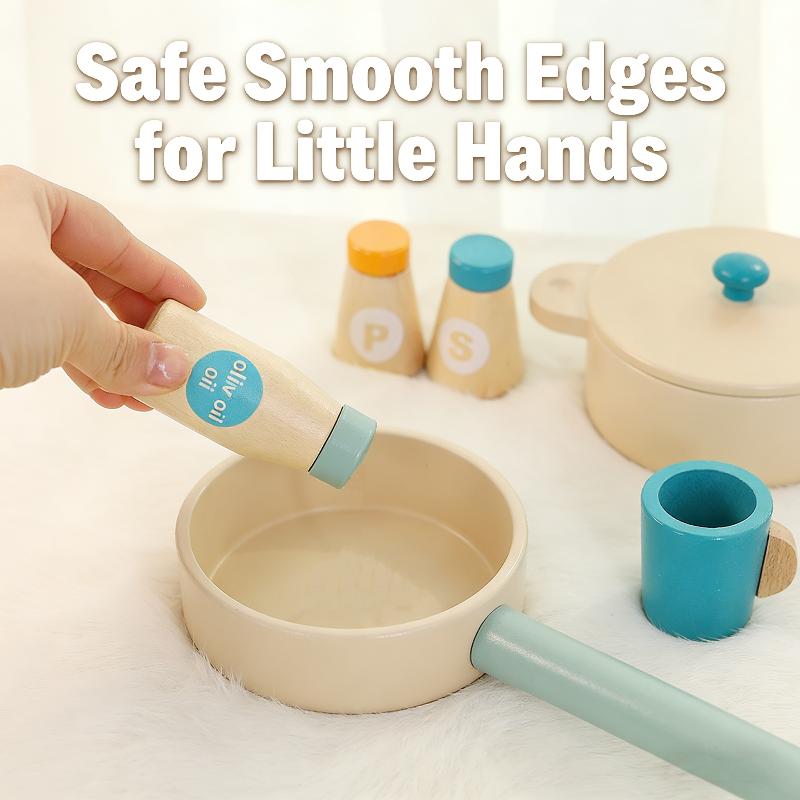 Wooden Children'S Simulation Kitchen Toys, Early Education Educational Toys, Cookware Pot Pan Cook Pretend Play, Food, Role-Play