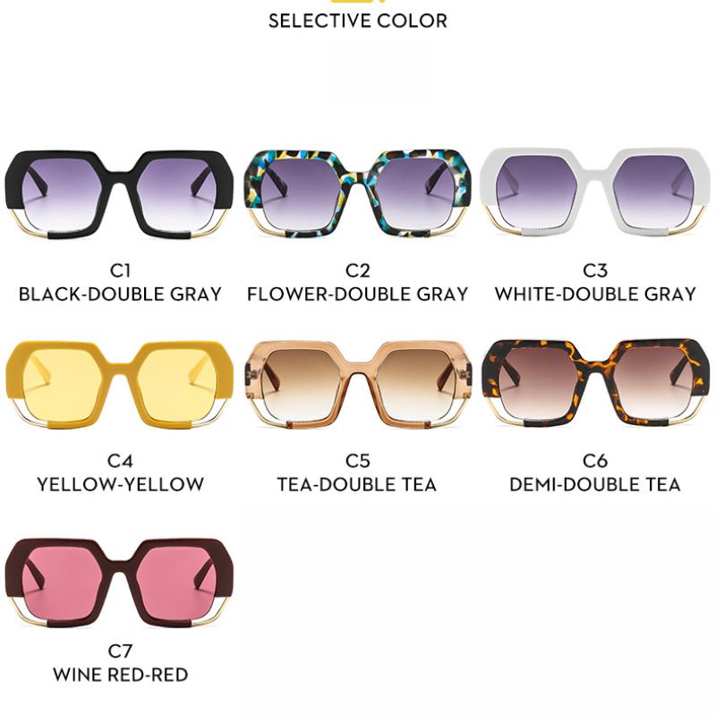 Women's sunglasses, men's and women's fashion square sunglasses, thick frame sunglasses