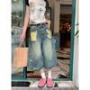 Summer Vintage Blue Ripped Short Jeans Women Oversized Distressed Jorts Y2k Grunge Baggy Boyfriend Denim Shorts Wide Streetwear