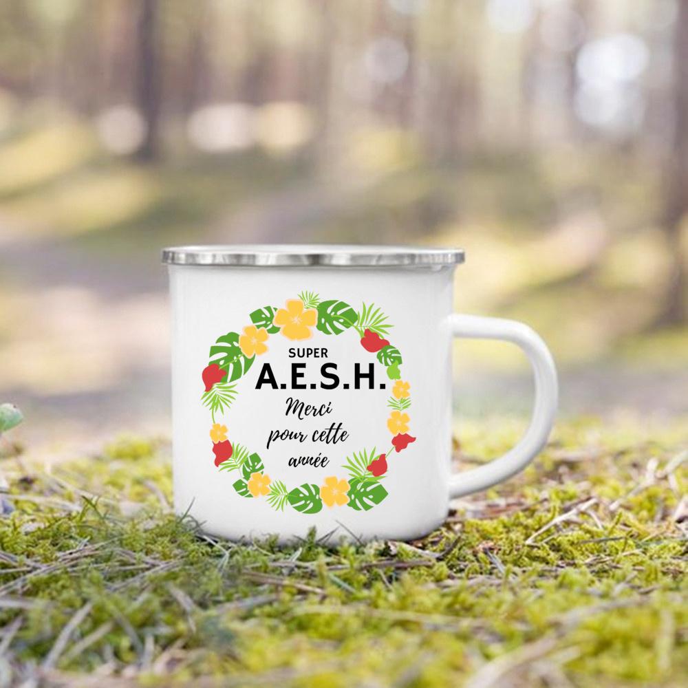 Merci Aesh Print Mugs Creative Coffee Cups Drinks Water Enamel Cup School Handle Drinkware Best Graduation Thanks Gifts for Aesh