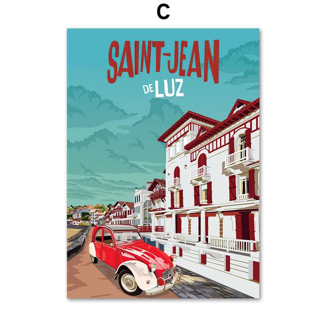 Anime Travel City Landscape Poster French Italy Vintage Wall Art Canvas Painting Nordic Prints Pictures for Living Room Decor