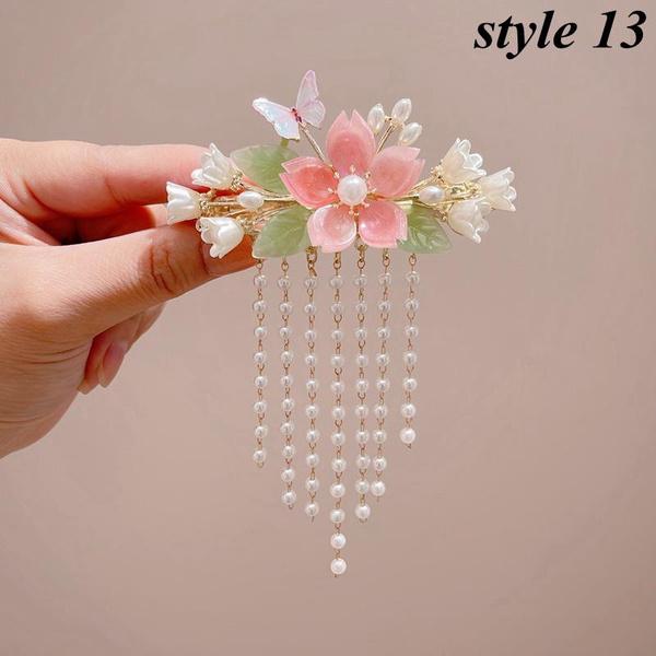 1PC Fashion Elegant Pearl Tassel Hair Claw Clips Hairpins Flower Hair Clip Headwear for Women Girls Hair Accessories