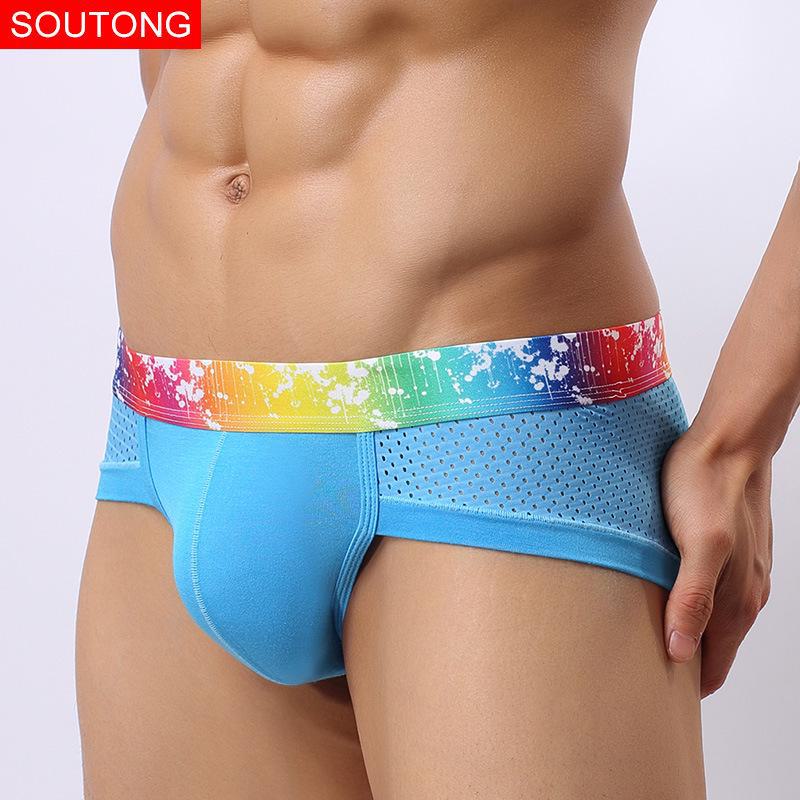 Men's Low-Waist Mesh Briefs: Breathable, Comfortable Modal, Wide-Edge Design, Anti-Squeeze, Sexy Summer Underwear for Boys