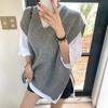 Autumn and Winter Loose Knitted Sweater Vest Women Thick Sleeveless Casual Pullover Sweater Vests Office Lady Elegant Solid Knitwear Waistcoat 25333