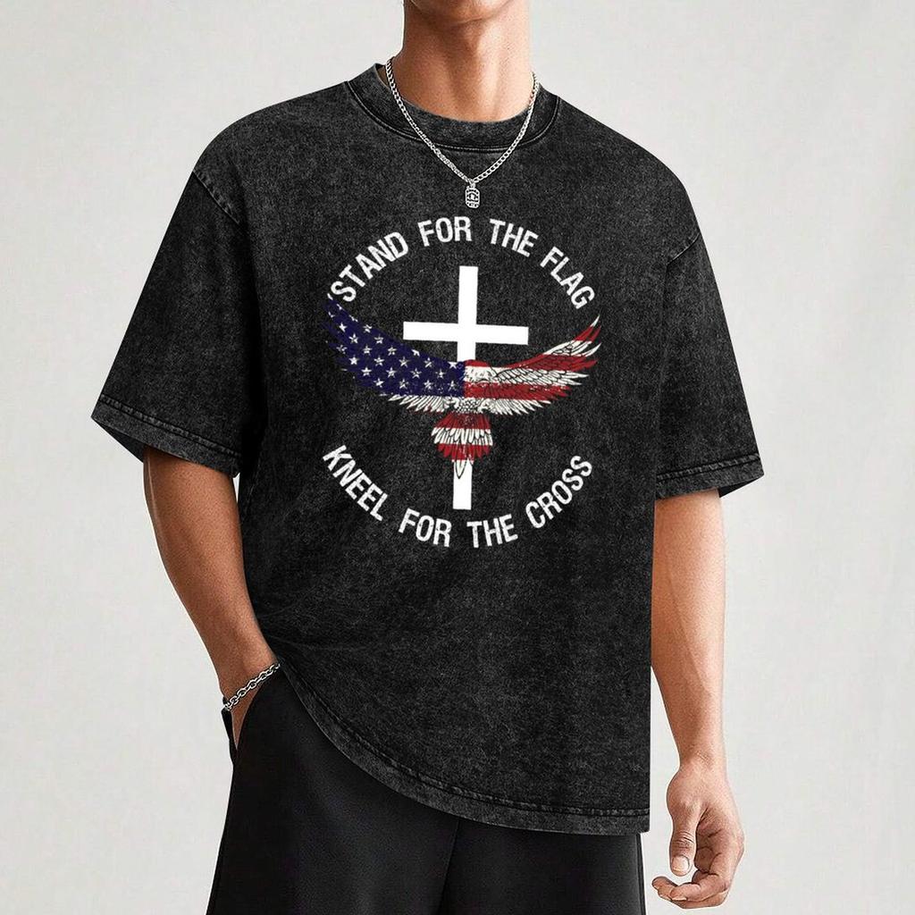 Stand For The Flag Kneel For The Cross Tshirt Work Wear Simple Tee Shirt