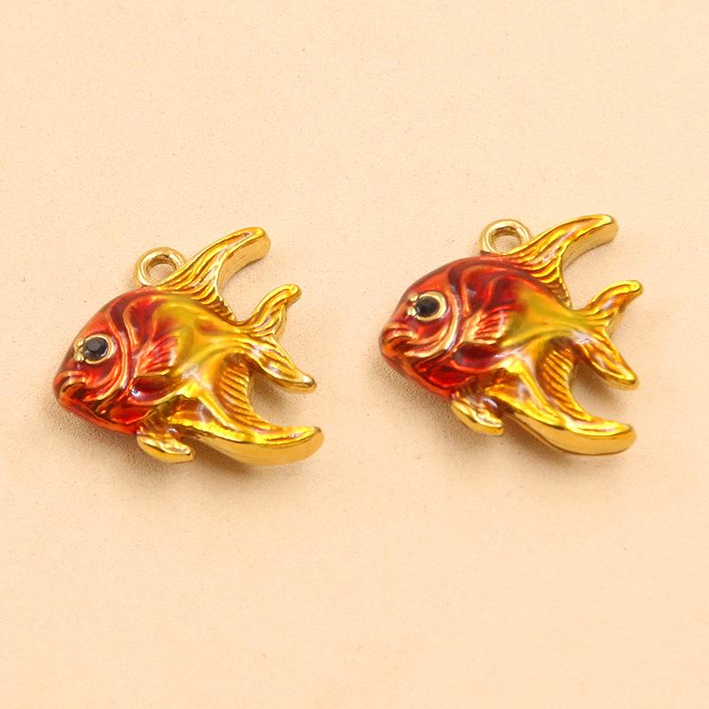 9 Styles Stainless Steel 18K Gold Colorful Enamel Ocean Series Fish Pendant DIY Necklace Bracelet Charms