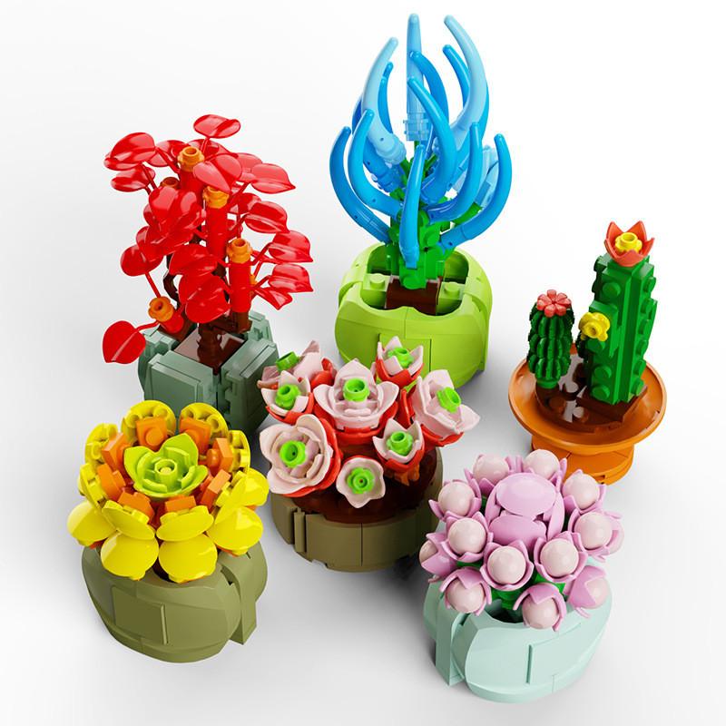 Bouquet And Succulent Set Toy Assembled Building Block Model Ornament Desktop