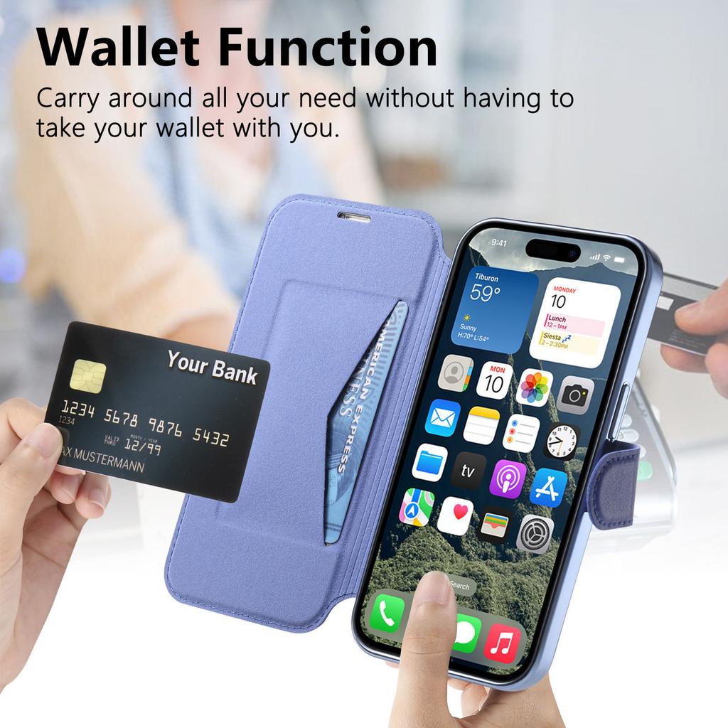 For iPhone 14 Pro Max Case Compatible with MagSafe Detachable Leather Phone Cover with Lens Film