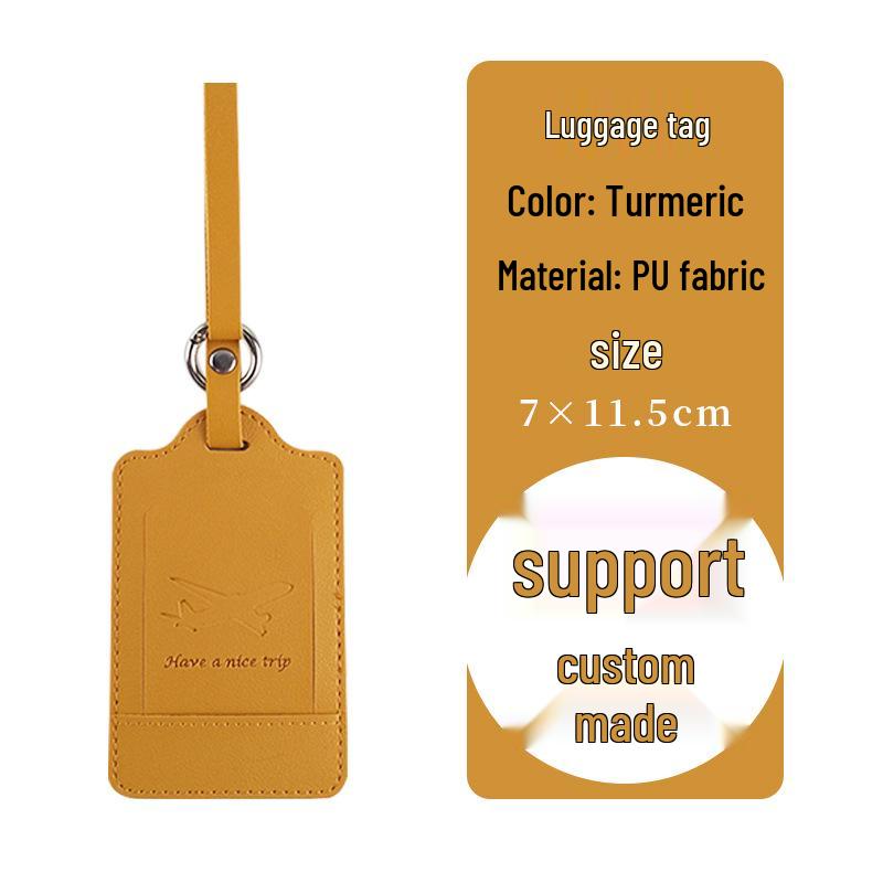 Round Ring Metal Luggage Tag with Extended PU Leather Strap