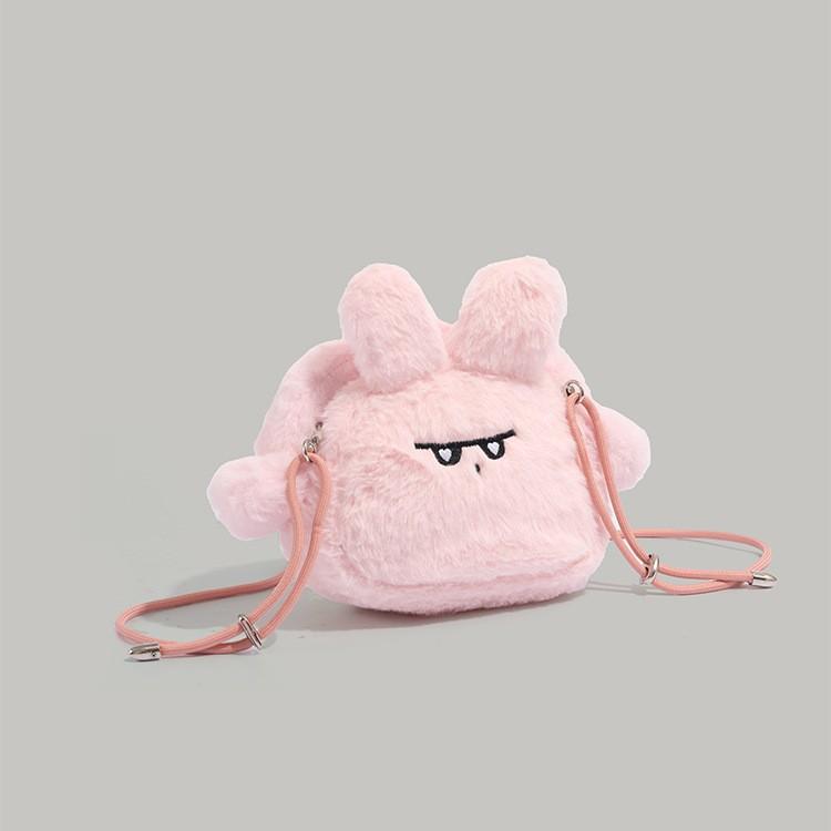 

2025 Осень/Зима Новая Пушистая Розовая Сумка для Наушников в Виде Кролика Милый Мультяшный Мини Плюшевый Плюшевый Плюшевая Сумка на Плечо Кроссбоди для Девочки розовый