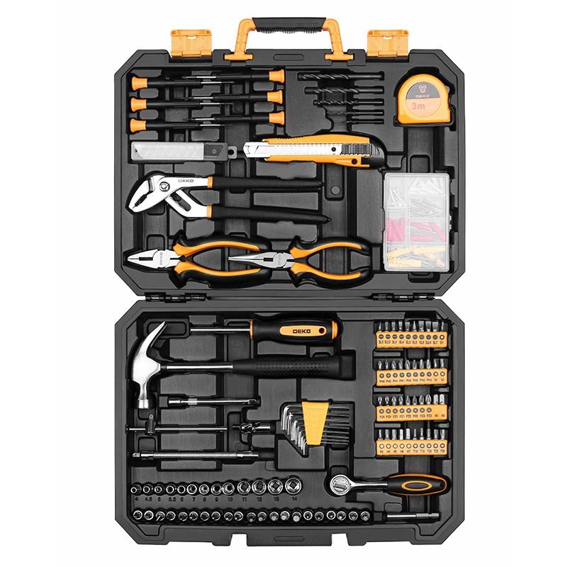 DEKO Home DIY Tool Kit Car Repair 196 pieces Combination Tool Kit Manual Tool Kit with Plastic Tool Kit Screwdriver Hammer 196Pcs