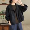 DIMANAF 2026 Autumn Winter Women Jackets Coat Casual Long Sleeve Plus Size Loose Vintage Outwear Clothing Plaid Black Zipper