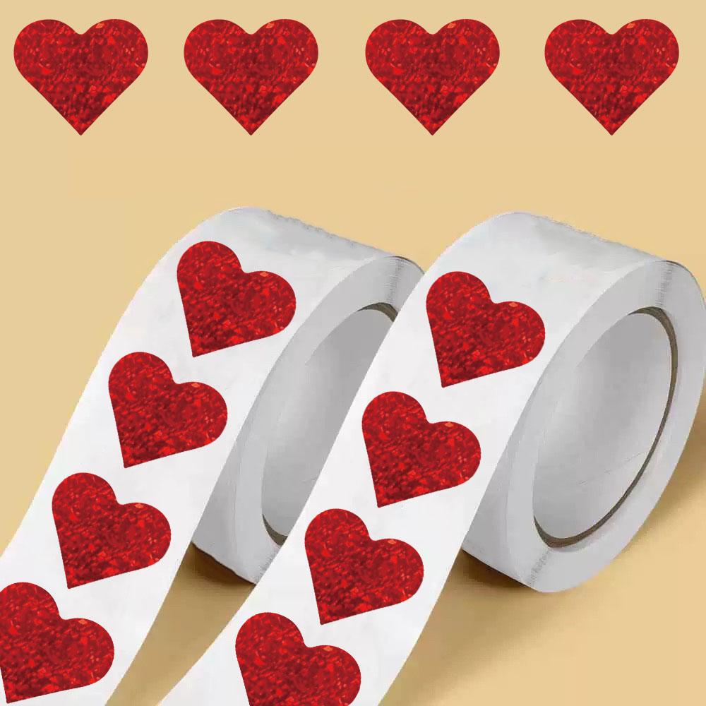 500PCS Red Heart Shaped Shape Roll Sticker Phone Gift Living Room Creative Coffee Phone Skateboard Art Picture Luggage Paintings