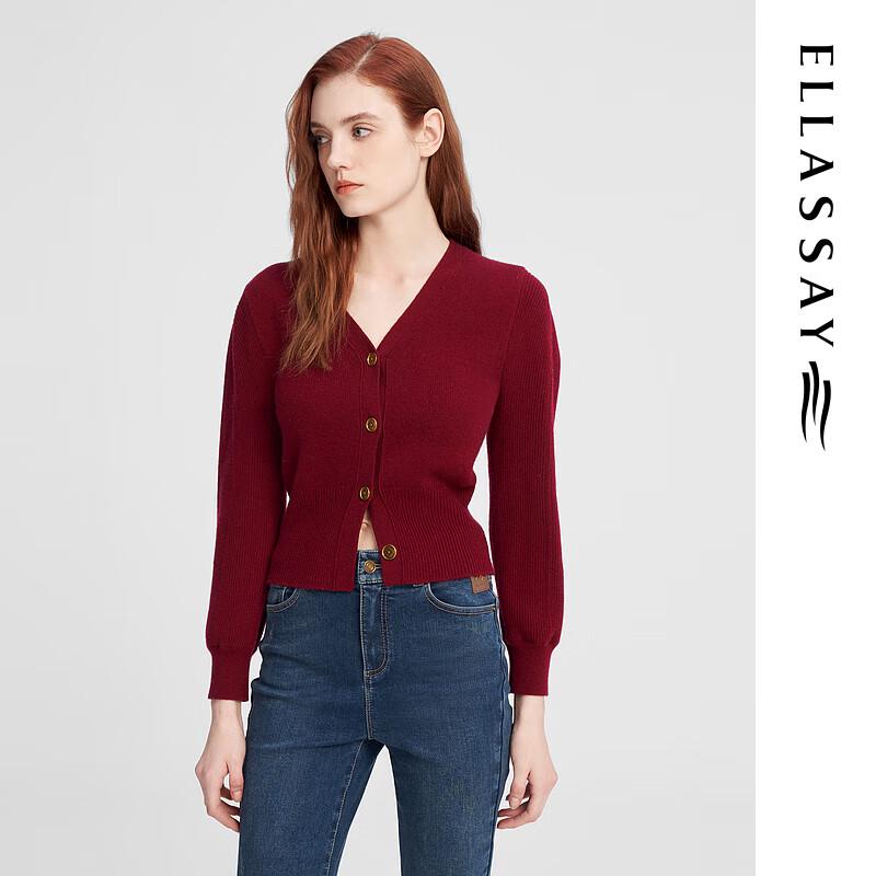 ELLASSAY Women's Merino Wool French Retro Knitted Sweater