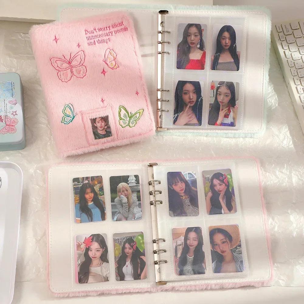 Ins 4 Palace Grid Storage Album 10pcs Inner Page Korean Plush Butterfly Binder  Album Polaroid Star Chasing Card Album