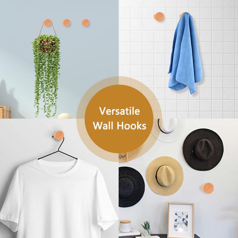 6 Stück natürliche Holz-Wandhaken, handgefertigte Wand-Kleiderhaken, Wandaufhänger zum Aufhängen von Handtüchern