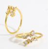 Elegant Women's Adjustable Gold-Plated Copper Ring with Zircon - Minimalist, High-End Niche Design