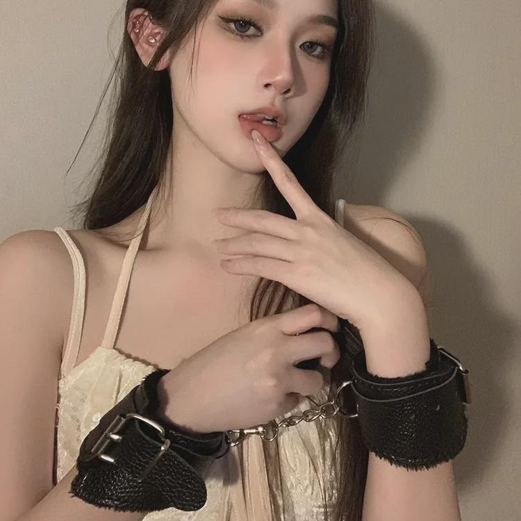 "Plush Leather PU Cuffs & Anklets: Soft Shackles for Cosplay Props"