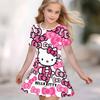 Girls 3D Print Dresses Kids Girl Party Short Sleeve Princess Dress Tank 3D  Moe Cartoon  Print Dress